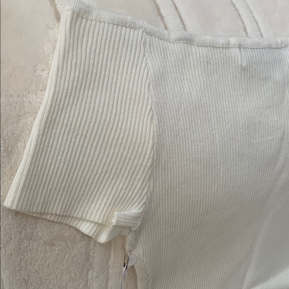 Sweet Rain Off-white Ribbed Off-Shoulder Bodysuit One Piece - Picture 4 of 8